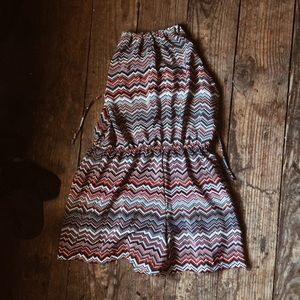 Red/black/gray striped jumper